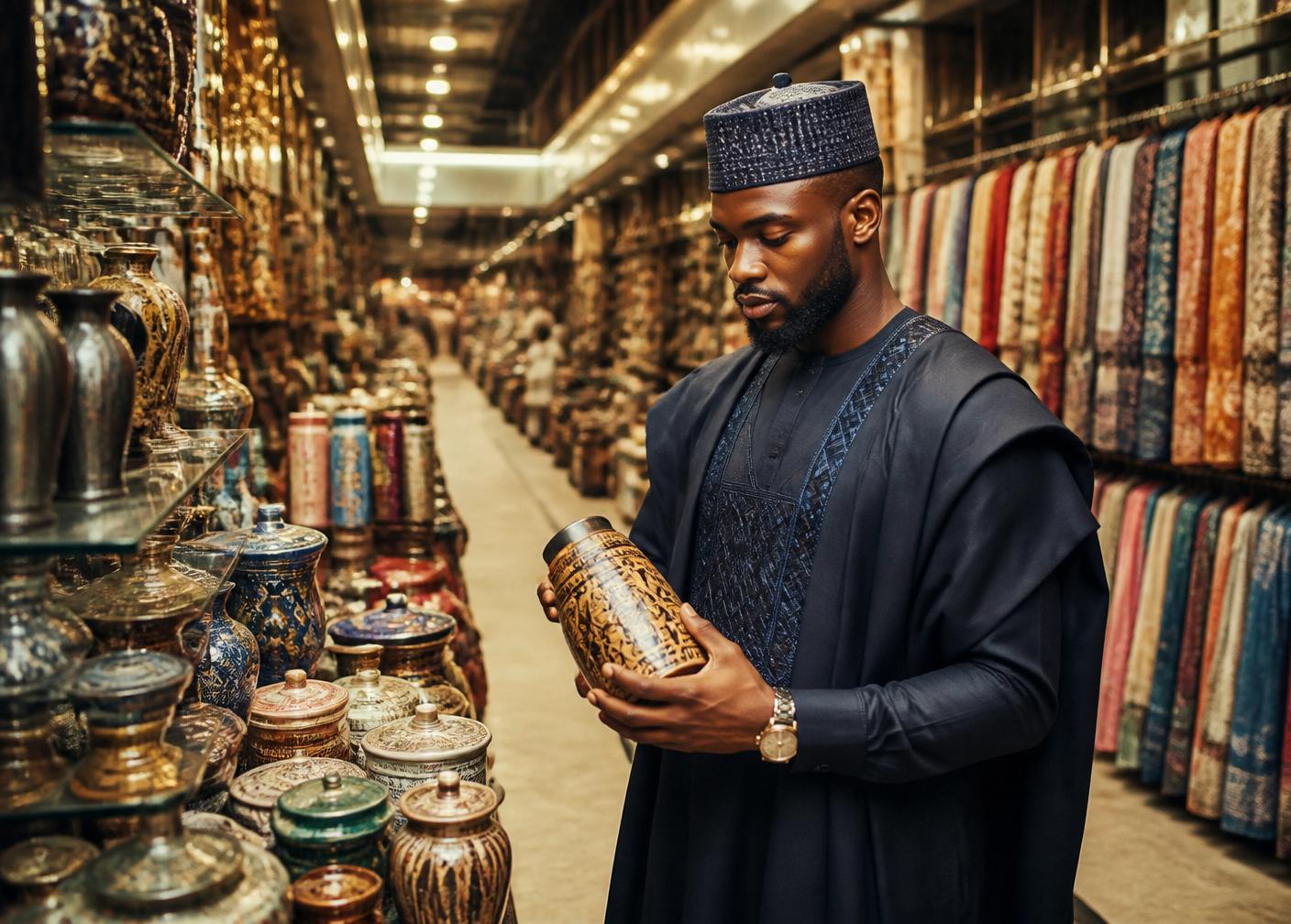 African trader in a Guangzhou wholesale market